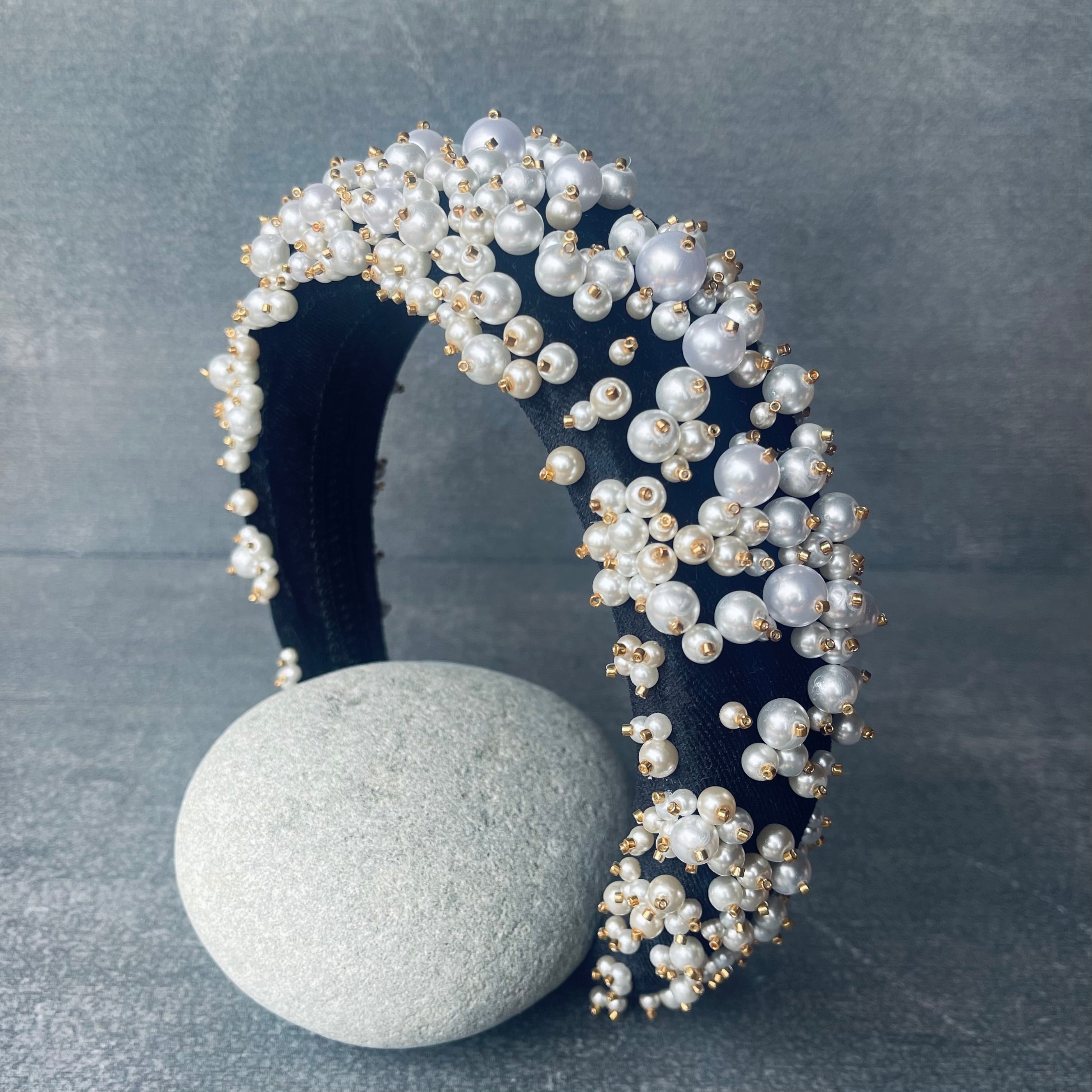 Black, Pearl and Gold Hairband