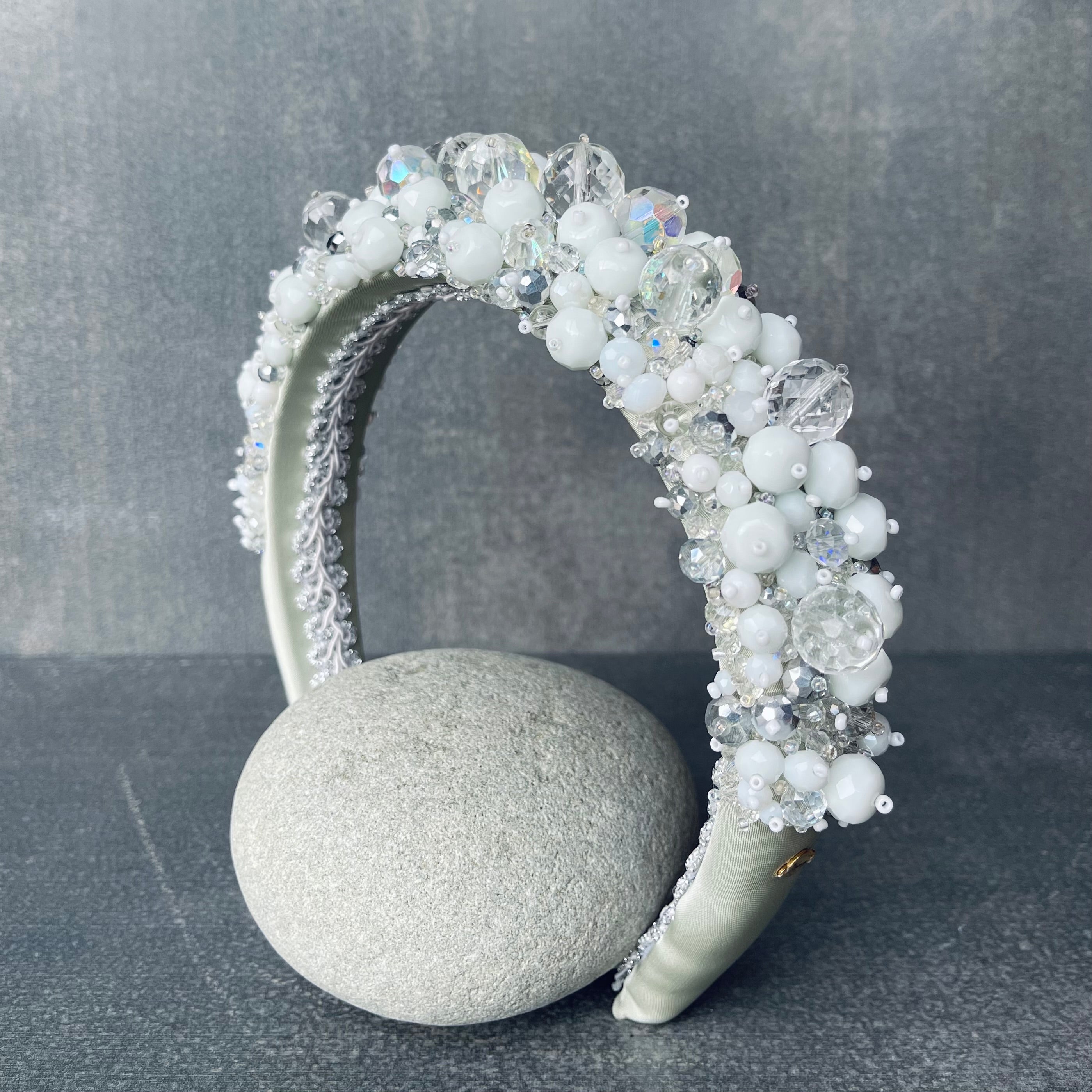 Silver and White Hairband