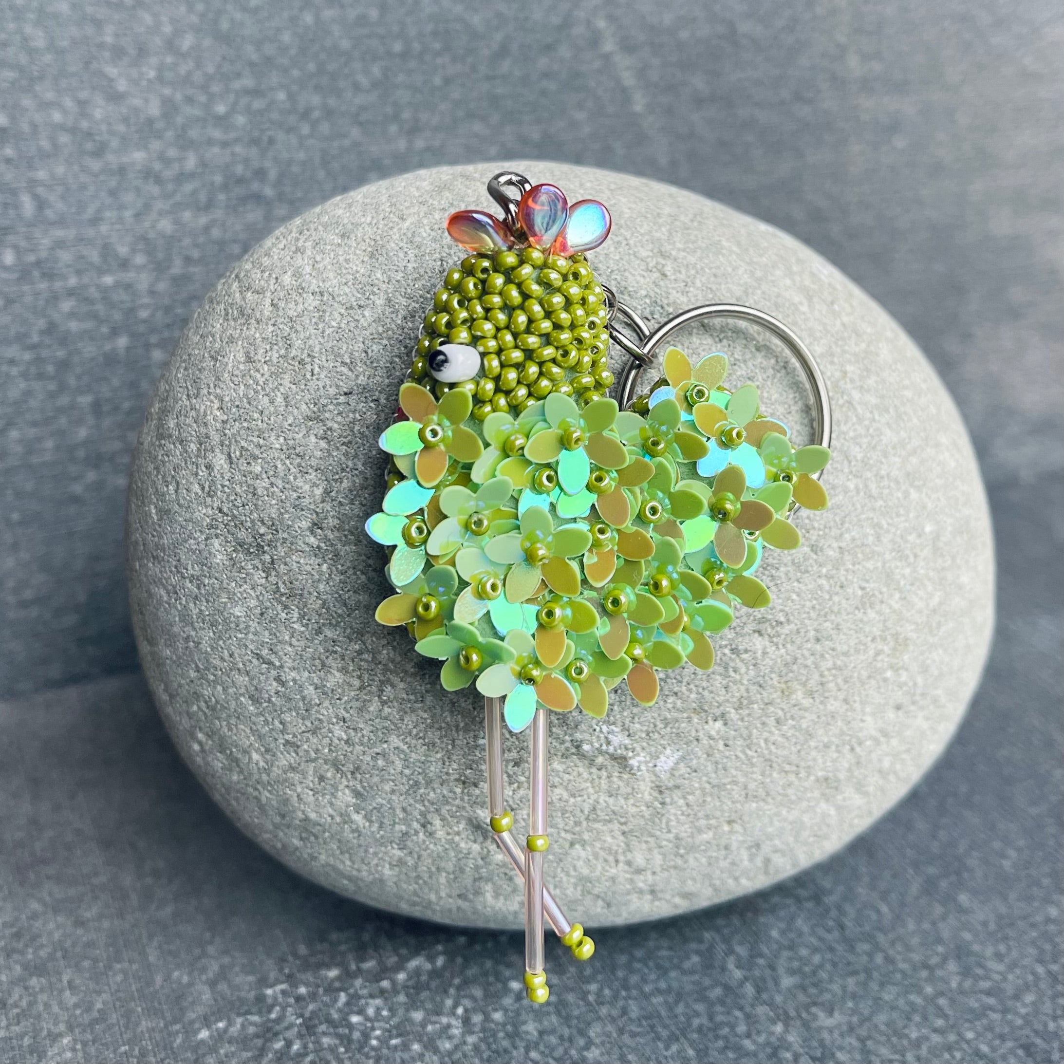 Green Flower Chickie Keyring