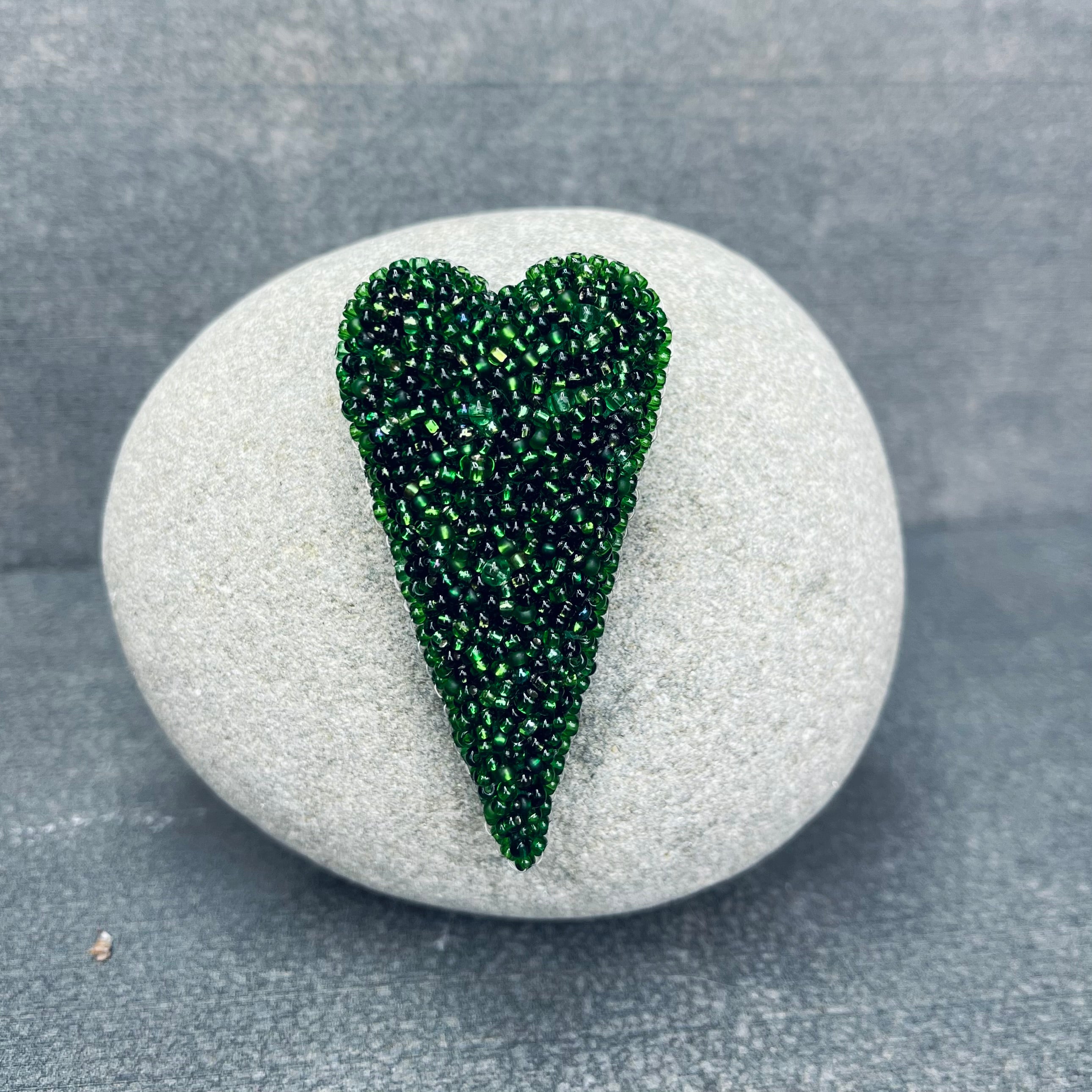Green Love Heart Pin