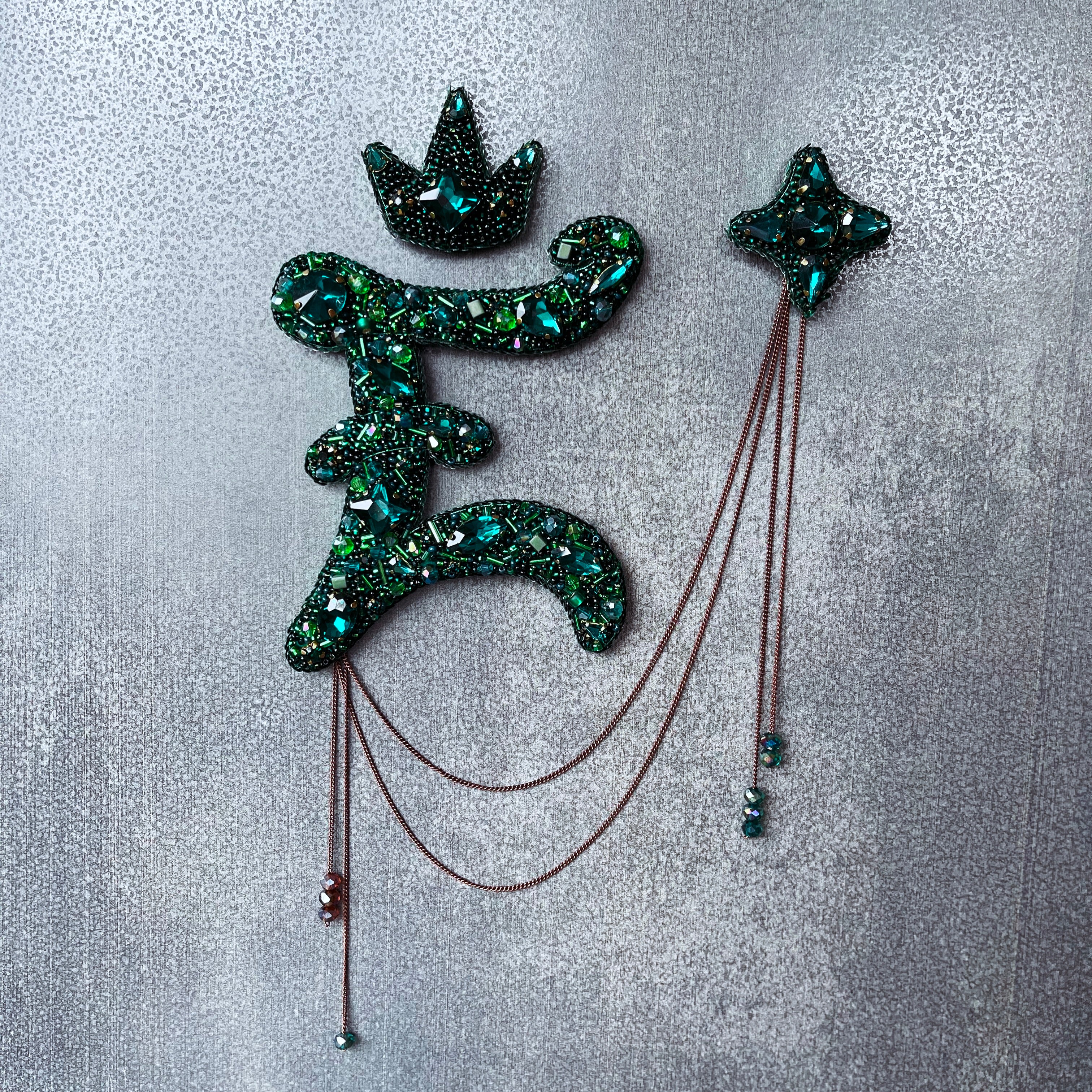 Custom Beaded Letter Brooches